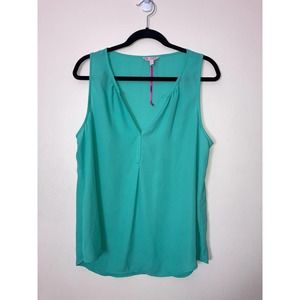 Candies-XL Blouse, Green sleeveless , V-neck sheer